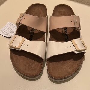 Birkenstock Women's Size 9 Arizona Split Slide Sandals Cream Pink Comfy NWT